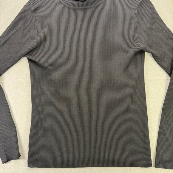 Ann Taylor LOFT Women’s Black Silk Blend Ribbed Turtleneck Sweater Size M - Picture 4 of 9